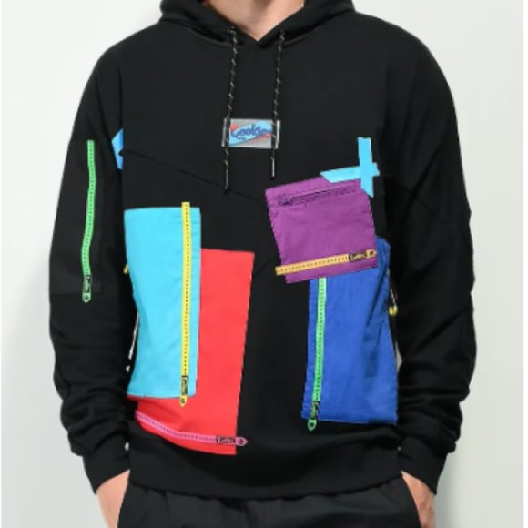 COOKIES WORLD WIDE 1983 "All Conditions" Men's XL Black Hoodie Colorful Pockets - Picture 1 of 14